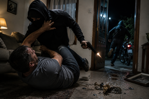 Criminoso invade casa, dispara durante luta corporal e foge após fracassar em execução