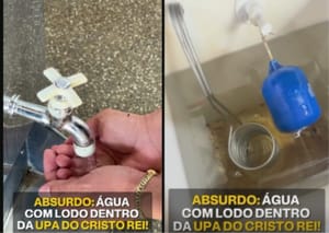 Pacientes de VG reclamam de água com lodo na UPA e vereador desafia prefeita a beber do local