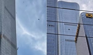 Vídeo mostra momento em que avião atinge arranha-céu mais alto de Pequim