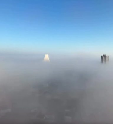 Forte neblina encobre Cuiabá e transforma a paisagem da capital nesta terça-feira