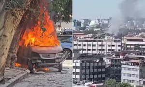 Duas explosões deixam feridos na capital da Síria durante visita de Macron; veja o vídeo