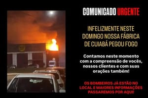Chamas atingem fábrica de pães artesanais na Avenida das Torres, em Cuiabá; veja vídeos