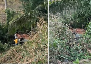 Pneu estoura e carro com gestante e duas crianças capota em Pontes e Lacerda