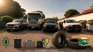 Gefron apreende pneus estrangeiros e 4 toneladas de baterias em fiscalização na fronteira de MT