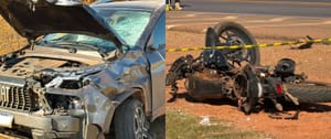 Acidente entre moto e caminhonete deixa um morto e dois feridos na BR-163