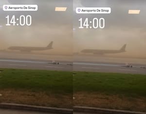 Aeroporto ficou encoberto por poeira durante ventania em Sinop
